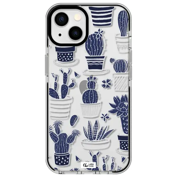 Blue Cactus Apple iPhone 13 impact black border Case