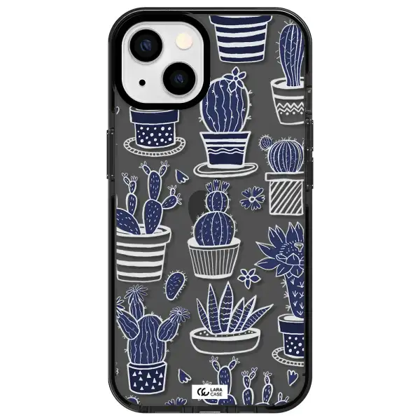 Blue Cactus Apple iPhone 13 impact Smoke Black Case