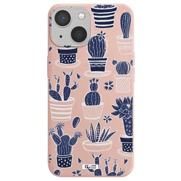 Blue Cactus Apple iPhone 13 mini Silicone pastel pink Case