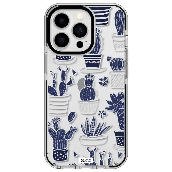 Blue Cactus Apple iPhone 13 Pro impact black border Case