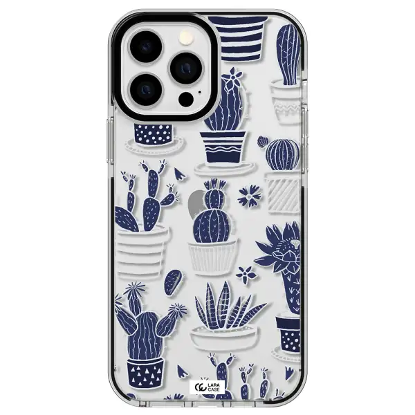 Blue Cactus Apple iPhone 13 Pro Max impact black border Case