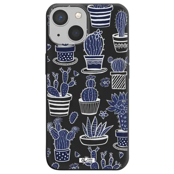 Blue Cactus Apple iPhone 13 Silicone black Case