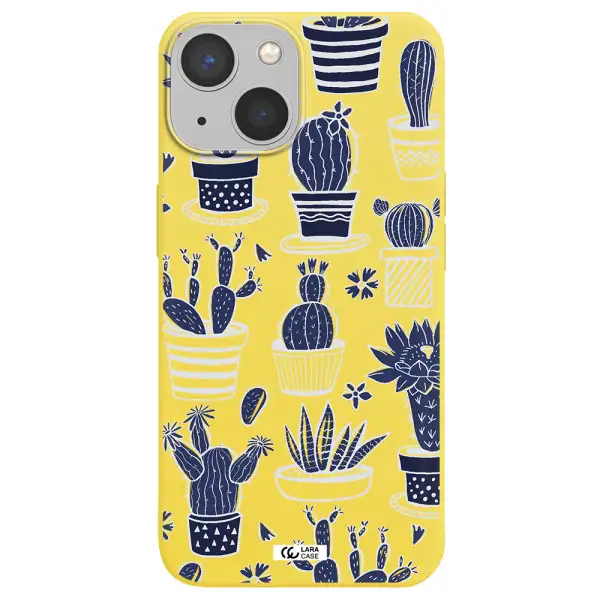 Blue Cactus Apple iPhone 13 Silicone canary yellow Case