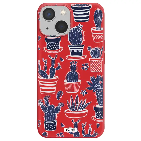 Blue Cactus Apple iPhone 13 Silicone Imperial Red Case