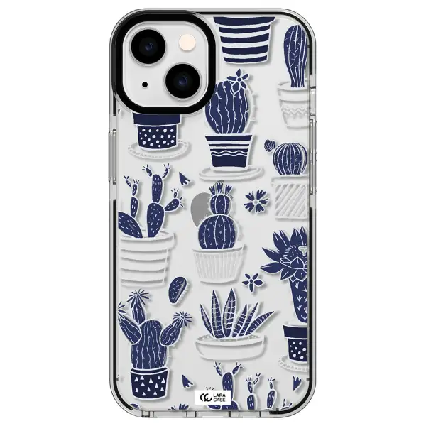 Blue Cactus Apple iPhone 14 impact black border Case