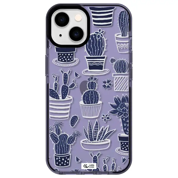 Blue Cactus Apple iPhone 14 impact Lilac Case
