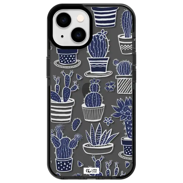 Blue Cactus Apple iPhone 14 impact Smoke Black Case