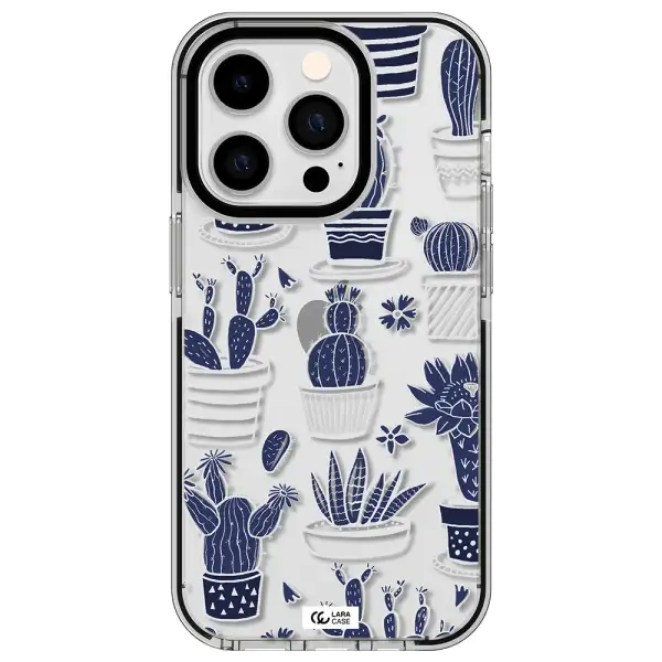 Blue Cactus Apple iPhone 14 pro impact black border Case
