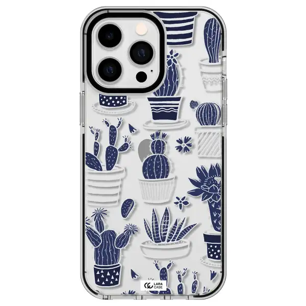 Blue Cactus Apple iPhone 14 pro max impact black border Case