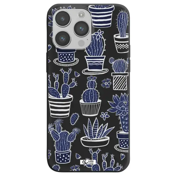 Blue Cactus Apple iPhone 14 pro Silicone black Case