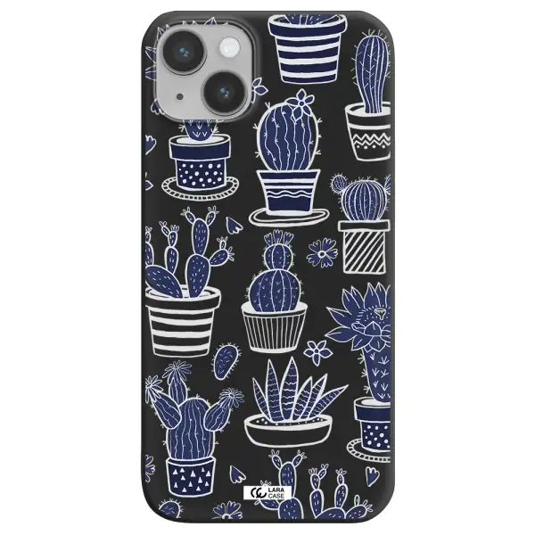 Blue Cactus Apple iPhone 14 Silicone black Case