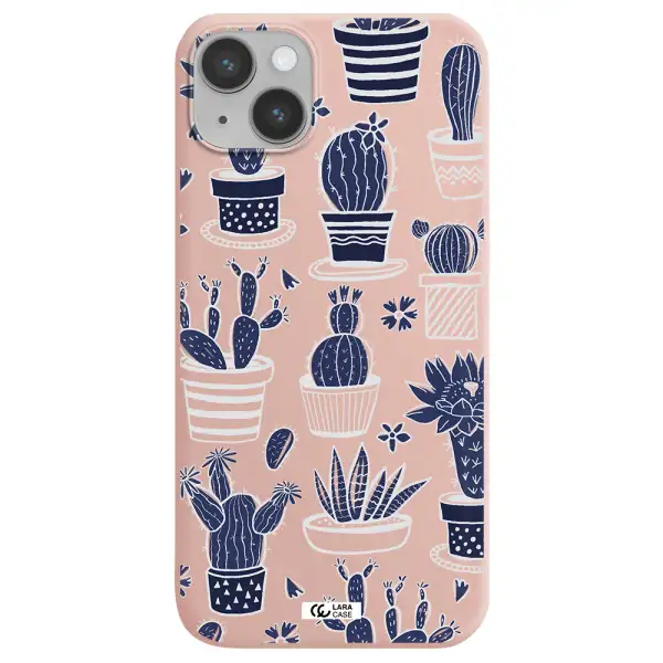 Blue Cactus Apple iPhone 14 Silicone pastel pink Case