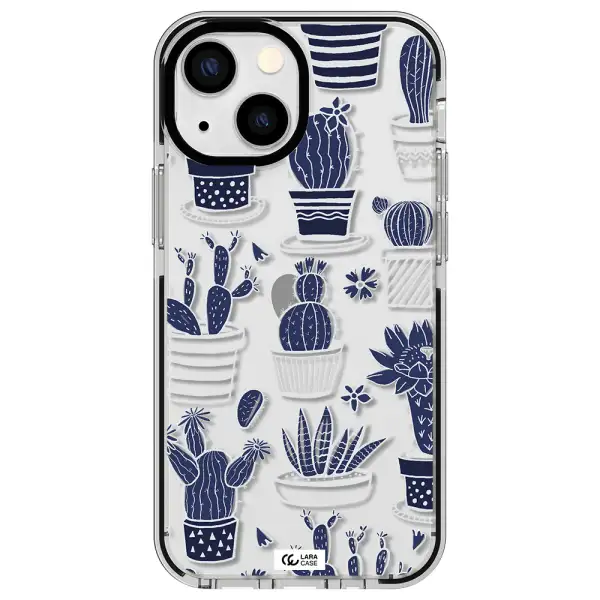 Blue Cactus Apple iPhone 15 impact black border Case