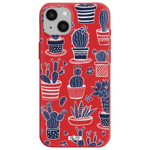 Blue Cactus Apple iphone 15 plus Silicone Imperial Red Case