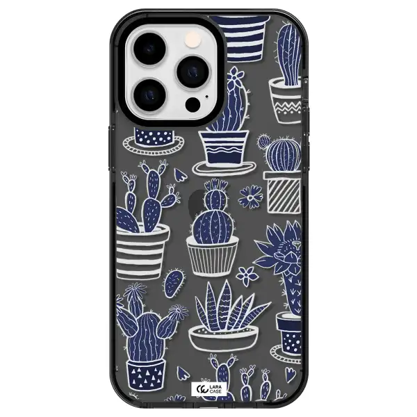 Blue Cactus Apple iPhone 15 Pro Max impact Smoke Black Case