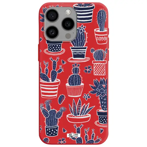 Blue Cactus Apple Iphone 15 Pro Max Silicone Imperial Red Case