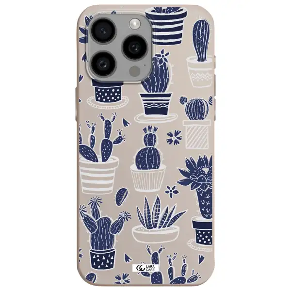 Blue Cactus Apple Iphone 15 Pro max Silicone Stone Case