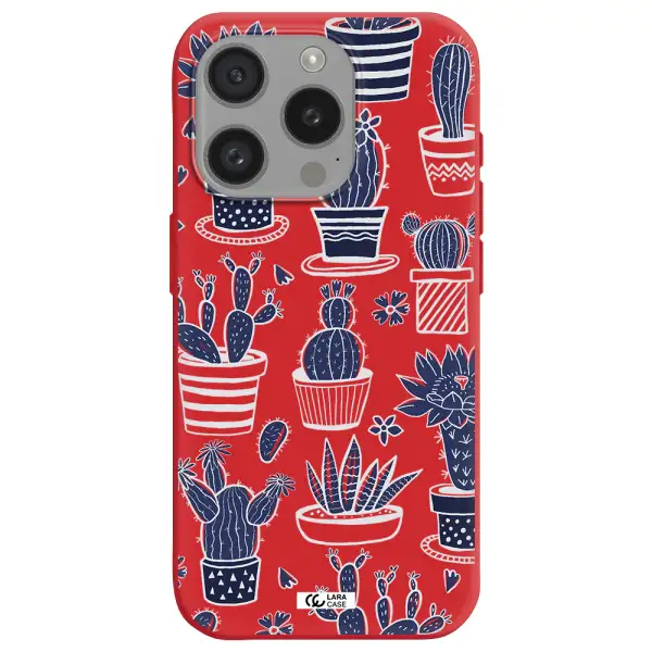Blue Cactus Apple Iphone 15 Pro Silicone Imperial Red Case