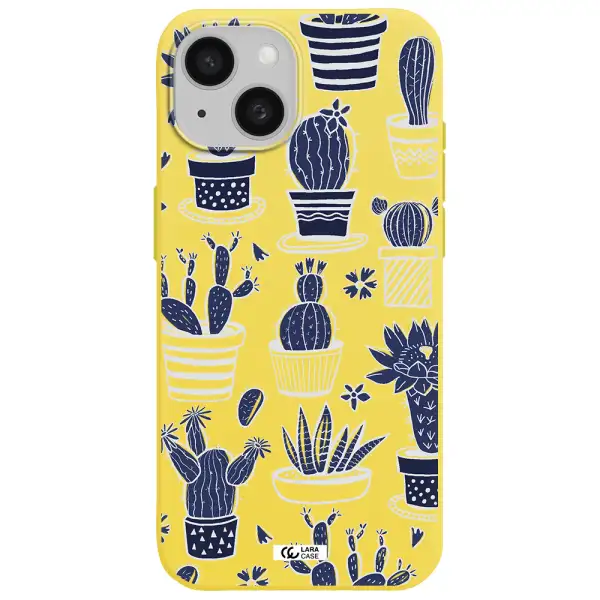 Blue Cactus Apple iPhone 15 Silicone canary yellow Case