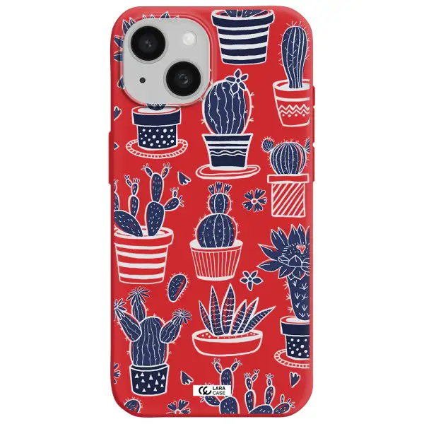 Blue Cactus Apple Iphone 15 Silicone Imperial Red Case