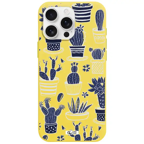 Blue Cactus Apple Iphone 16 Pro Max Silicone Canary Yellow Case