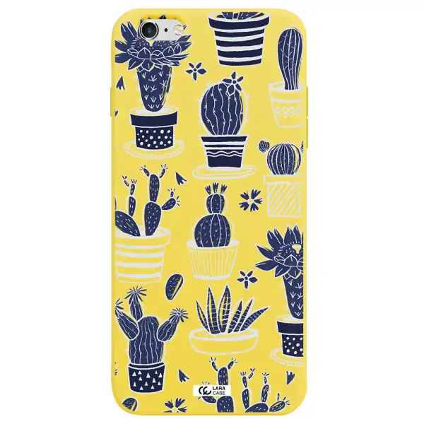 Blue Cactus Apple iPhone 6 plus Silicone canary yellow Case