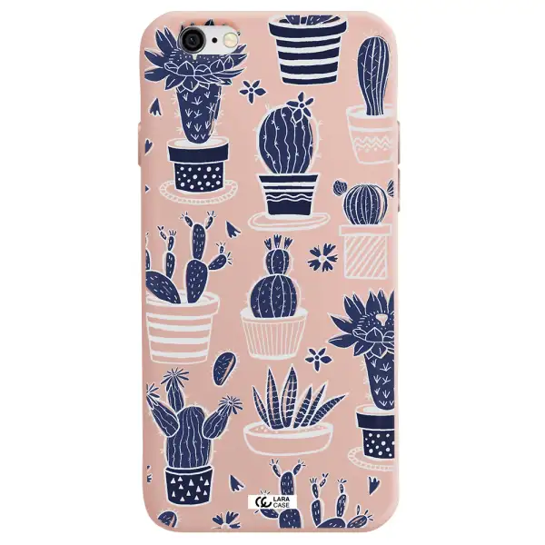 Blue Cactus Apple iPhone 6 Silicone pastel pink Case