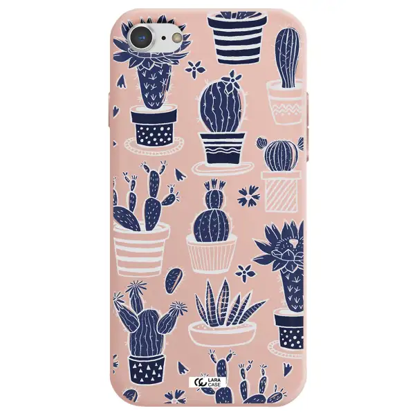 Blue Cactus Apple iPhone 7 Silicone pastel pink Case