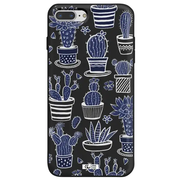 Blue Cactus Apple iPhone 8 plus Silicone black Case