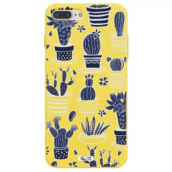 Blue Cactus Apple iPhone 8 plus Silicone canary yellow Case