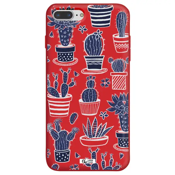 Blue Cactus Apple iPhone 8 plus Silicone Imperial Red Case