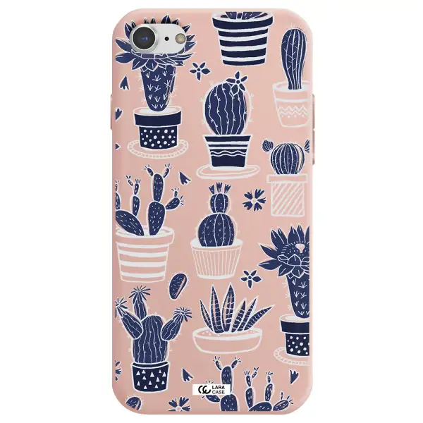 Blue Cactus Apple iPhone 8 Silicone pastel pink Case