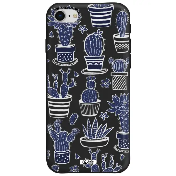 Blue Cactus Apple iPhone se 2020 Silicone black Case