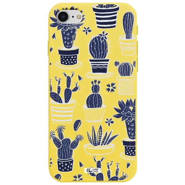 Blue Cactus Apple iPhone se 2020 Silicone canary yellow Case