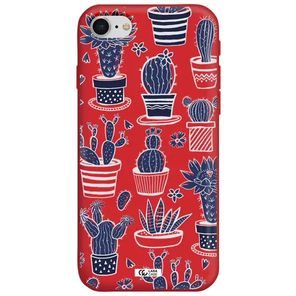 Blue Cactus Apple iPhone se 2020 Silicone Imperial Red Case
