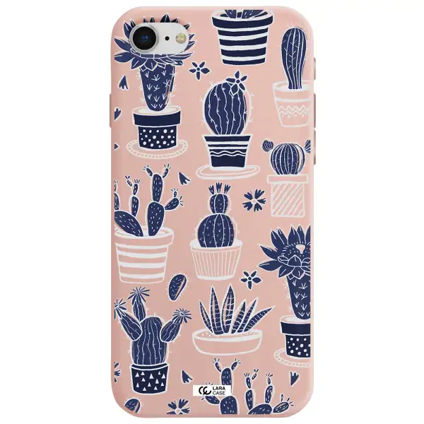 Blue Cactus Apple iPhone se 2020 Silicone pastel pink Case