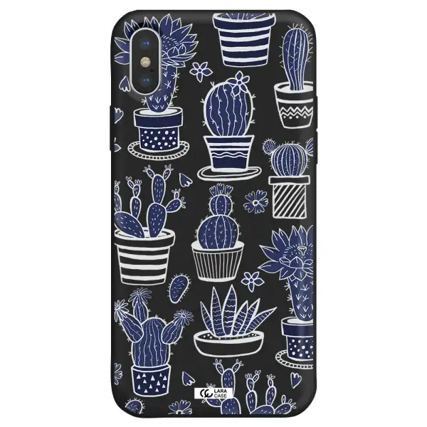 Blue Cactus Apple iPhone X Silicone black Case