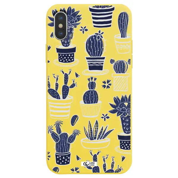 Blue Cactus Apple iPhone X Silicone canary yellow Case