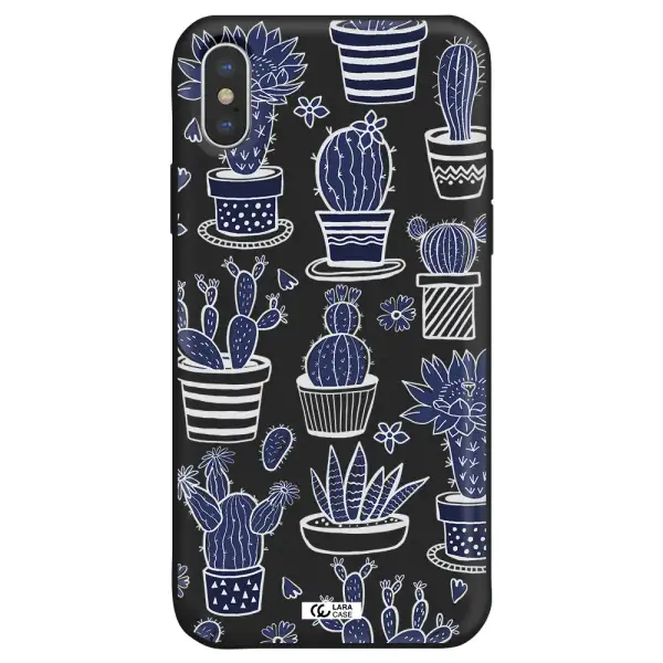Blue Cactus Apple iPhone XS Silicone black Case