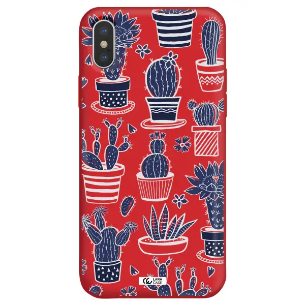 Blue Cactus Apple iPhone XS Silicone Imperial Red Case