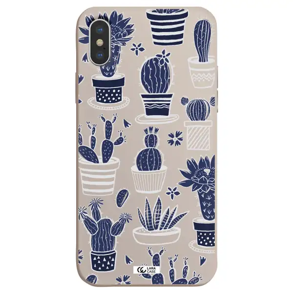 Blue Cactus Apple iPhone XS Silicone Stone Case