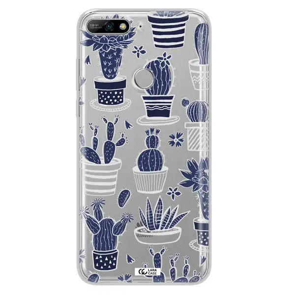Blue Cactus Huawei Y7 2018 Clear TPU Case