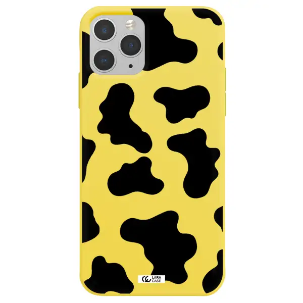 Cow Print Apple iPhone 11 pro Silicone canary yellow Case
