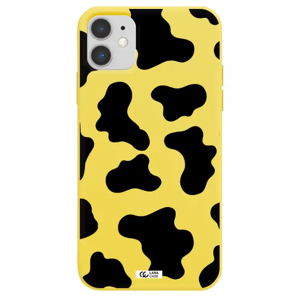 Cow Print Apple iPhone 11 Silicone canary yellow Case