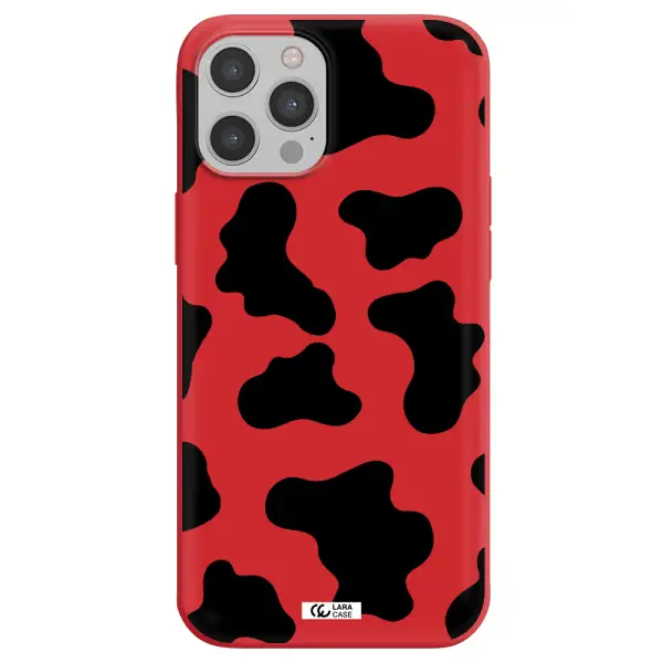Cow Print Apple iPhone 12 pro max Silicone Imperial Red Case