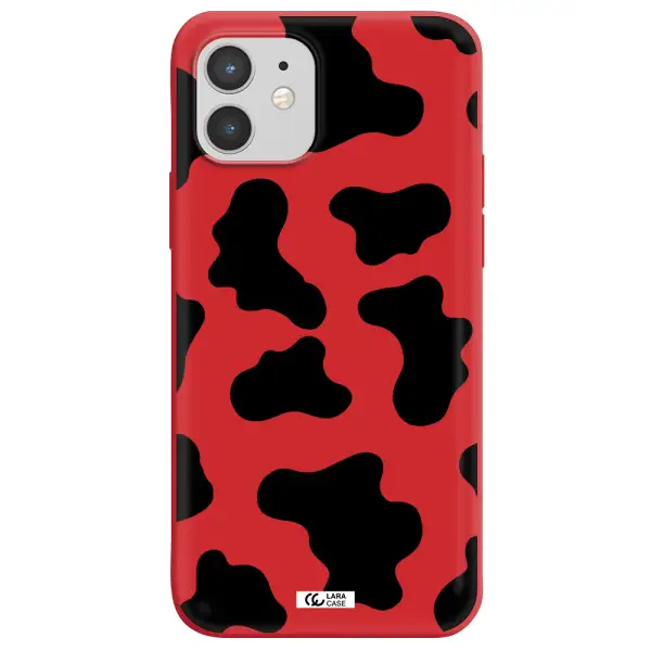 Cow Print Apple iPhone 12 Silicone Imperial Red Case