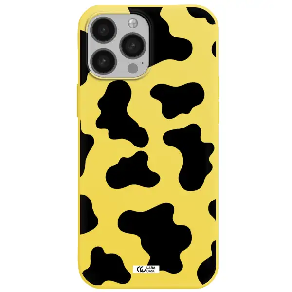 Cow Print Apple iPhone 13 Pro Silicone canary yellow Case