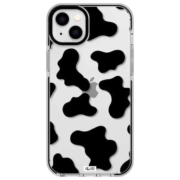 Cow Print Apple iPhone 14 plus impact black border Case