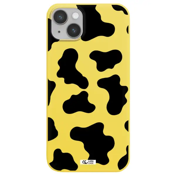 Cow Print Apple iPhone 14 plus Silicone canary yellow Case