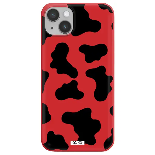 Cow Print Apple iPhone 14 plus Silicone Imperial Red Case